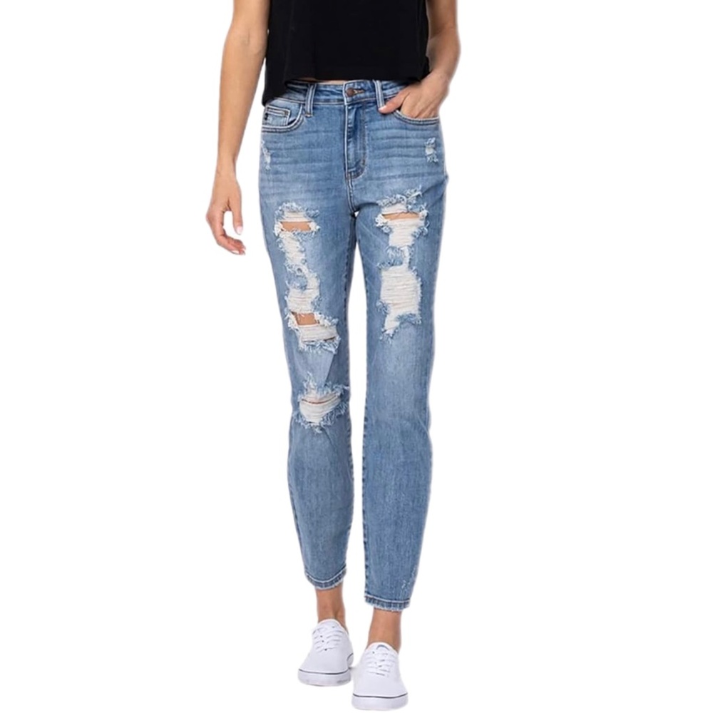 Judy Blue High Rise Destroyed Boyfriend Fit Jeans Size 7/28 JB82170LT